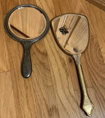 Vintage Antique Handheld Mirrors set of 2 see etchings on ...