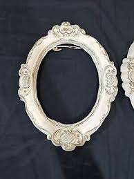 Pair Vintage Gold White Oval Chalkware Wall Frames No Glass 14x11x1.5” | eBay