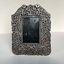 Vintage Engraved Silver Metal Photo Frame Birds Flowers 6.3 ...