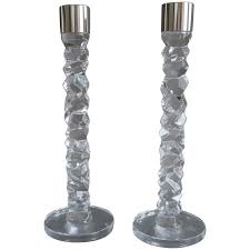 Vintage Pair Large Orrefors Carat Candlesticks by Designer Lena . For Sale at Ruby Lane