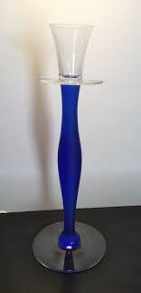 ORREFOORS SWEDEN Anne Nilsson Celeste Blue Glass Candlestick 11.5 Inch. | eBay
