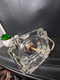 Vintage Lamp Clear Glass Mid Century Table Accent MCM Base ...