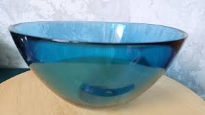 Blue Glass Bowl by Sven Palmqvist,fuga, Orrefors, Second ...