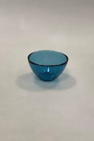 Orrefors Fuga Round Glass Bowl in blue Sweden