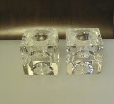 2 Mid Century Modernist Cube 2" Crystal Glass Thumbprint ...