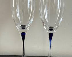 Vintage - Set of 4 - Wine Glass Intermezzo Blue ORREFORS - 9 1/8" Tall - Featured in Sex & City - Etsy Israel