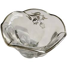 Art Nouveau Tulip Bowl Sterling Silver Overlay Glass Dish ...