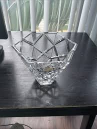 Vintage MIKASA hexagonal 6-sided crystal bowl vase 1990s 5in ...