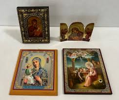 Lot 4 Religious Mother Virgin Mary Baby Jesus Russian Icon ...