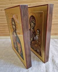 Set of Hand-painted Icons: Christ Pantocrator and Theotokos ...