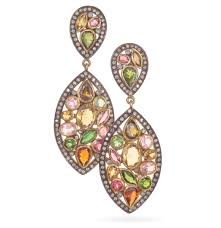 Multi-Color Tourmaline Earrings in Sterling & 14k Gold