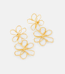 Threaded Flower drop earrings in gold - Oscar De La Renta ...