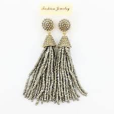 Boho Tiny Beaded Tassel statement Earrings Women Small Pearl ...