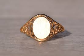 Vintage Yellow Gold Signet Ring With Filigree | eBay