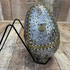 Handmade Hand Tooled Copper Metal Sliver Mexican Folk Faberge Egg | eBay
