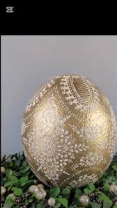 Gold Ostrich Egg Easter Centerpiece - Artisan Pysanky, Colorful Polish Eggs & Springtime Decorations for Happy Easter Day - Etsy