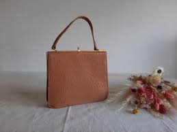 Vintage 60's Midcentury Brown Ostrich Leather Kelly Handbag /Holmes of Norwich | eBay