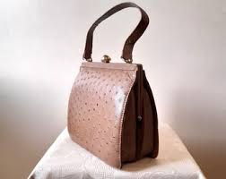 Corbeau Tan Ostrich Leather Structured Handbag - Etsy