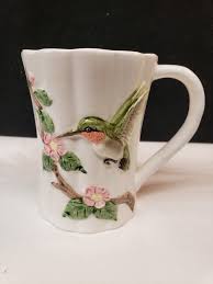 VTG Otagiri Japan Cup/Mug Fluted Porcelain HummingBird ...