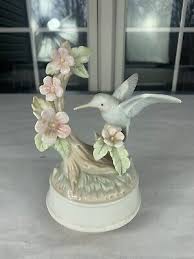 Porcelain hummingbird Music Box Works Great Shape ...