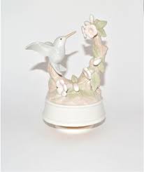 Vintage Porcelain Hummingbird Rotating Musical Figurine on a ...