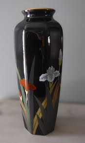 Vtg Otagiri Japan Vase Octagon Orange & White Flowers | eBay