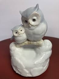 Vintage OTAGIRI Music Box Owl Mom And Baby. Plays The Way We ...