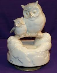 VINTAGE GLAZED OTAGIRI MUSIC BOX MAMMA & BABY OWL PLAYS THE ...