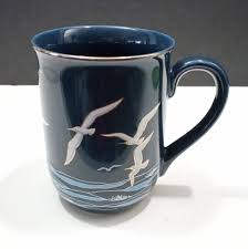 Vintage OTAGIRI Coffee Tea Cup Blue Mug Seagulls Birds The ...