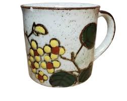 Vintage Yellow Floral Speckled Stoneware Coffee Mug - Etsy