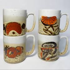 Vintage | Dining | Set Of 4 Vintage 7s Handpainted Botanical ...