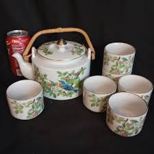 Vintage Gibson Greetings Otagiri Teapot 6 Cups Bamboo Handle Dogwood Floral EUC | eBay