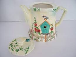 Bird House Teapot Feather Friends Handpainted Spring Garden by Market Place | eBay