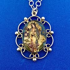 Designer ATI Sterling Silver 925 Resin Mary Religious Scroll ...