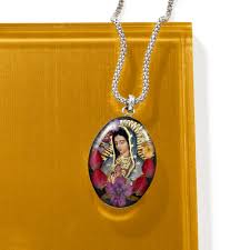 Our Lady of Guadalupe Pendant Necklace with Dried Flowers in ...