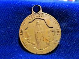 Our Lady of Lourdes Medal Brass St Anthony Guild Paterson ...