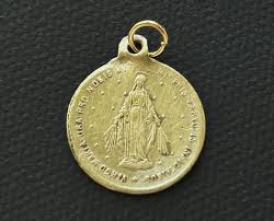 Antique Latin Brass Miraculous Religious Medal, Sancta ...