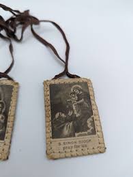 Vintage Scapular S SIMON STOCK Pray For Us OUR LADY OF MT ...