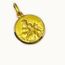 Vintage 18k Gold Religious Medal: Jesus and Mary Pendant ...