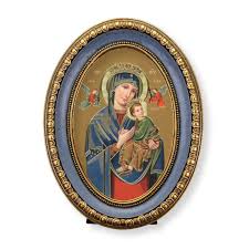 5 1/2" x 7 1/2" Oval Gold-Leaf Frame with a Our Lady of Perpetual Help – Tally's
