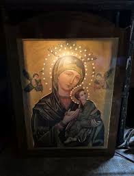 Antique Faux Stained Glass Wall Mounted Light - "Our Lady Of ...