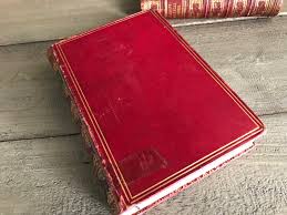 1 19th C Red Leather Bound Book, England, Stacking Display ...