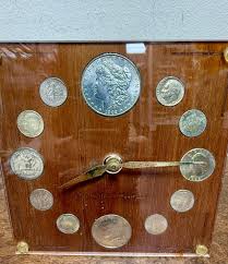 Vintage Our Silver Heritage Clock 1964 Silver Coins Morgan ...