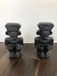 Vintage Black Clay Mesoamerican Handmade Figural Bookends - Etsy