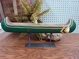 Adirondack Wood Canoe on Iron Stand Fireplace Mantel Shelf ...