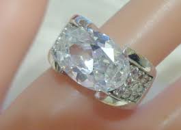 14KT WHITE GOLD FILLED FASHION RING WITH SPARKLY CZ CLEAR ...