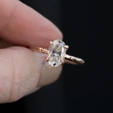 1.5ct Antique Oval Cut Moissanite Ring in 14k Rose Gold Evergreen 4 Pr – Anueva Jewelry