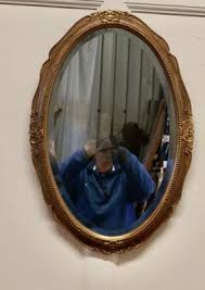 Art Deco Oval Gilt Wall Mirror, 1920 for sale at Pamono