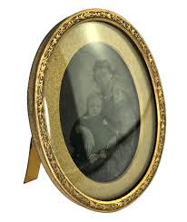 Antique Brass Oval Convex Bubble Glass Picture Frame Tintype ...