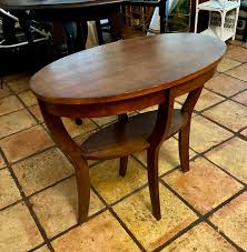 Oval Side Table, Wooden 2 Tier Accent Table, Solid Wood Oval ...